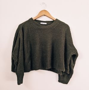 cropped green sweater